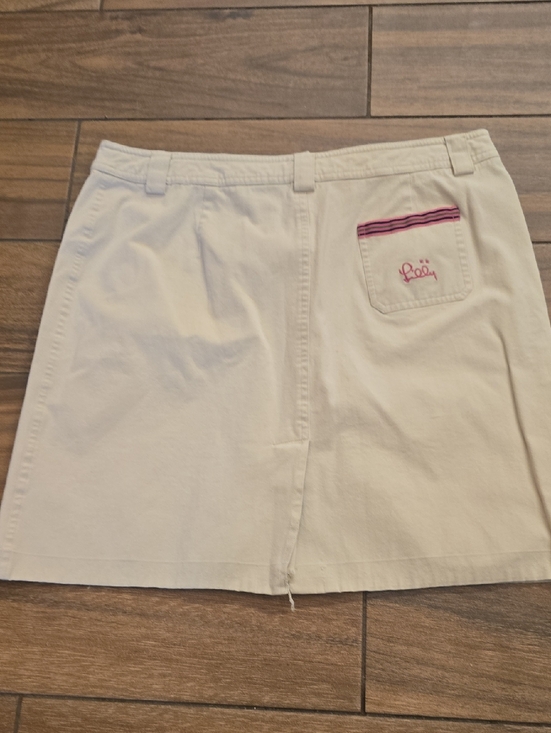 Lilly Pulitzer Dresses & Skirts - Lilly Pulitzer Cream Mini Skirt with Pink Pocket Trim Embroidery Size 12